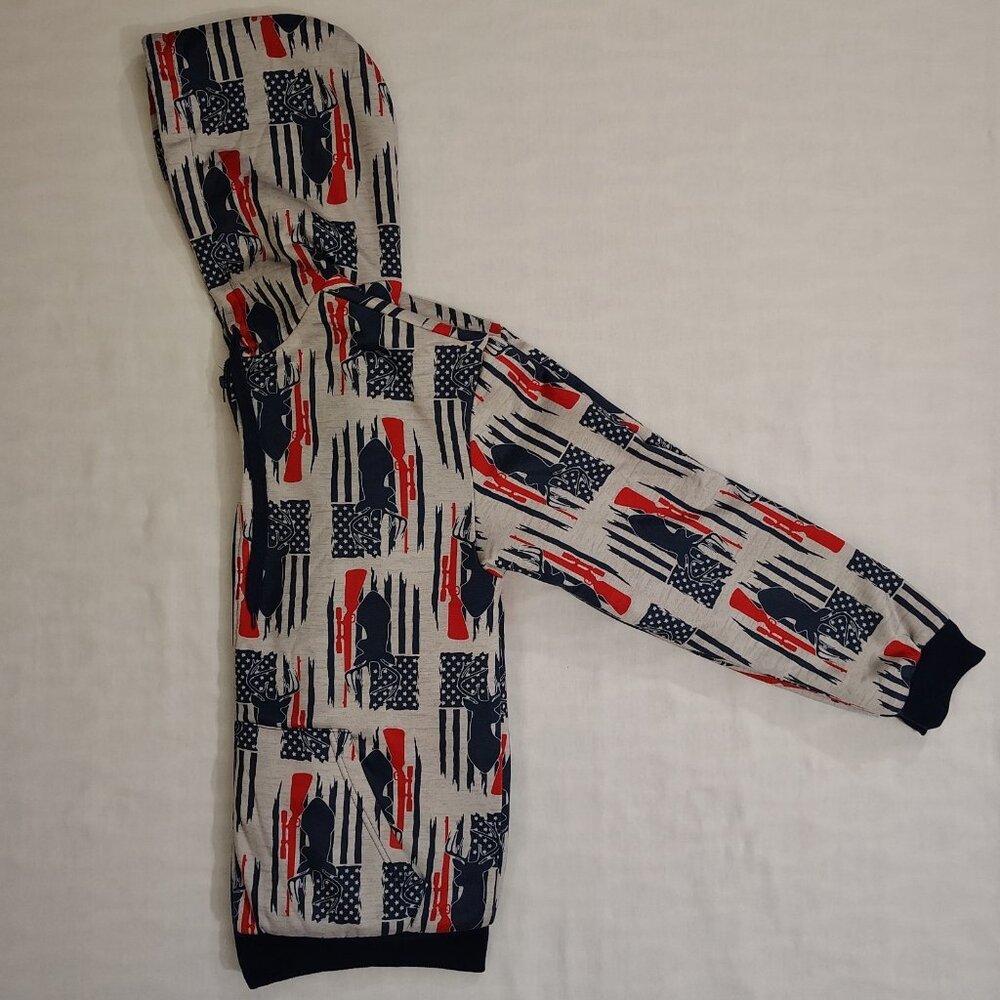 Canyon Creek Hooded Sweatshirt Sz Medium Deer Huning American Flag Sherpa Lining - Picture 15 of 16